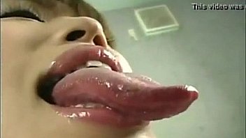 Asian girl Long snake tongue