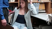 Pretty brunette teen shoplifter Hayden Henessy gives head and gets drilled by pervert LP officer